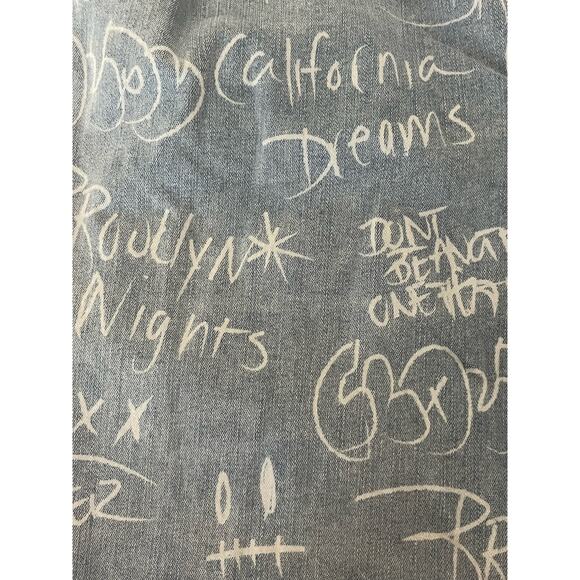 Gemma Rae Paper Bag Elastic Waist Chalk Art Graffiti Jeans Size 7 / 28 Pull On - Picture 7 of 11